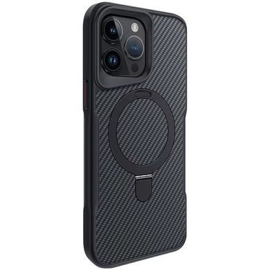 TPU+PC чохол Metal Buttons with Magnetic Fit Carbon Ring для Apple iPhone 15 Pro (6.1") Чорний