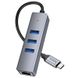 Перехідник HUB Hoco HB34 Easy link Type-C Gigabit network adapter (Type-C to USB3.0*3+RJ45) Metal gray фото 3