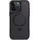 TPU+PC чохол Metal Buttons with Magnetic Fit Carbon Ring для Apple iPhone 15 Pro (6.1") Чорний фото 2