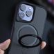 TPU+PC чохол Metal Buttons with Magnetic Fit Carbon Ring для Apple iPhone 15 Pro (6.1") Чорний фото 3
