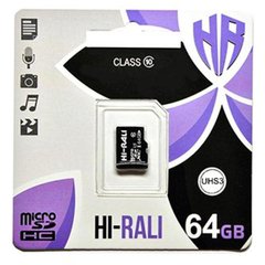 Карта памяти Hi-Rali microSDXC (UHS-3) 64 GB Card Class 10 без адаптера Черный