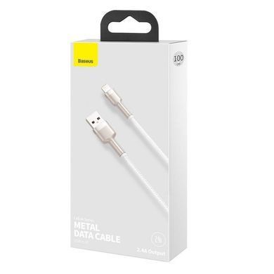 Дата кабель Baseus Cafule Metal USB to Lightning 2.4A (1m) (CALJK-A0) White