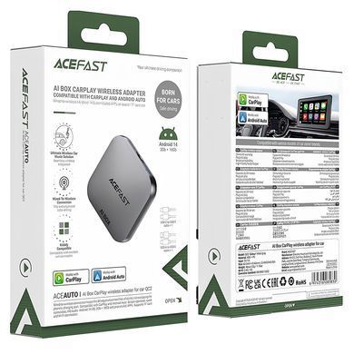 Адаптер Acefast QC2 AI Box car wireless CarPlay/Android Auto Metal gray