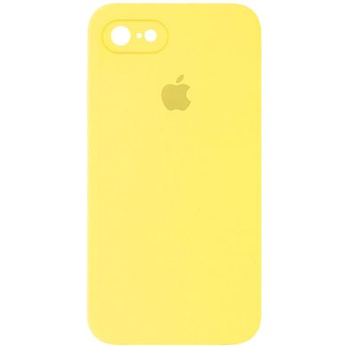 Уцінка Чохол Silicone Case Square Full Camera Protective (AA) для Apple iPhone 7 / 8 / SE (2020) Відкрита упаковка / Жовтий / Yellow