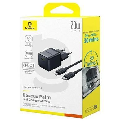 СЗУ Baseus Palm Fast Charger 20W (1USB-C) + кабель Type-C to Type-C (P10111602) Cluster Black