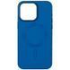 Кожаный чехол Bonbon Leather Metal Style with MagSafe для Apple iPhone 15 (6.1") Синий / Indigo