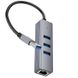 Перехідник HUB Hoco HB34 Easy link USB Gigabit Ethernet adapter (USB to USB3.0*3+RJ45) Metal gray фото 5
