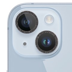 Защитное стекло Metal Sparkles на камеру (в упак.) для Apple iPhone 15 (6.1") / 15 Plus (6.7") Черный / Midnight