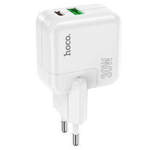Уценка Уценка СЗУ Hoco C111A PD30W+QC3.0 (1USB-A/1C) Мятая упаковка / White