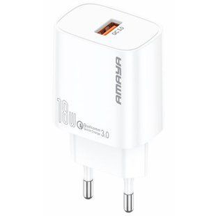 СЗУ Amaya E60S QC3.0 18W (1USB-A) + кабель USB to Type-C White