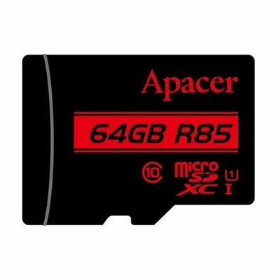 Карта пам'яті Apacer microSDXC (UHS-1) 64Gb class 10 R85MB/s (без адаптера) Black