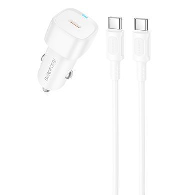 АЗУ Borofone BZ34A Cloud PD20W (1USB-C) + кабель Type-C to Type-C White