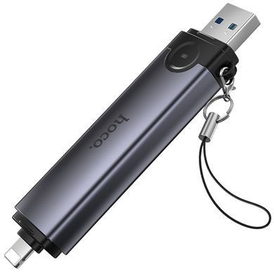 Картридер Hoco HB56A Victory 5in1 Lightning/USB2.0 to SD/TF3.0 + USB 2.0 Metal gray